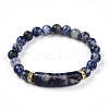 Natural Blue Spot Jasper Beads Stretch Bracelets BJEW-T022-04I-2