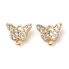 Brass Pave Clear Cubic Zirconia Connector Charms KK-G503-34G-1
