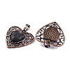 Natural Lava Rock Peach Love Heart Pendants G-G158-01-06-2