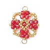 Electroplate Glass Beaded Flower Connector Charms PALLOY-MZ01297-03-1