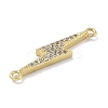 Rack Plating Brass Micro Pave Clear Cubic Zirconia Lightning Bolt Connector Charms KK-A234-067G-2