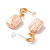 Rectangle Natural Pearl Stud Earrings for Women EJEW-E303-30G-2