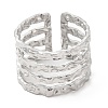 Non-Tarnish 304 Stainless Steel Multi Line Open Cuff Ring for Women RJEW-M149-18P-1