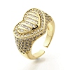 Brass Micro Pave Clear Cubic Zirconia Cuff Rings for Women RJEW-G347-01G-4