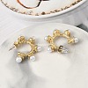 304 Stainless Steel ABS Imitation Pearl C-Shaped Stud Earrings EJEW-K268-58G-3