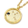 304 Stainless Steel Cubic Zirconia Constellation Flat Round Pendants LS-STAS-S145-01E-2
