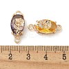 Brass Pave Faceted Glass Oval Connector Charms KK-G517-13G-3