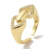 Rack Plating Brass Micro Pave Clear Cubic Zirconia Cuff Ring RJEW-P104-02G-1