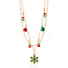 Christmas Alloy Enamel & Rhinestone & Glass Pendant Bib Necklaces FS-WGCF3BB-02-2