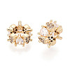 Brass Micro Pave Clear Cubic Zirconia European Beads KK-N275-07G-1
