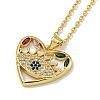 Brass Pave Colorful Cubic Zirconia Peach Heart Pendant Necklaces for Women LS-NJEW-Q346-04G-02-1