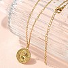 304 Stainless Steel Flat Round Cameo Pendant Cable Chain Necklaces for Women STAS-Z108-02G-02-2