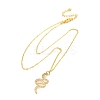 Brass Micro Pave Clear Cubic Zirconia Snake Pendant Necklaces NJEW-S438-02F-G-4