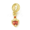 Rack Plating Brass Pave Cubic Zirconia Shield European Dangle Charms KK-Z067-44G-02-1