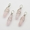 Faceted Bullet Platinum Plated Brass Gemstone Double Terminated Pointed Pendants G-J265-04-1