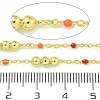 Brass Enamel Round Beaded Link Chain CHC-G022-07G-16-2