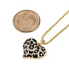 Brass Micro Pave Clear Cubic Zirconia Black Leopard Print Heart Pendant Necklaces for Women NJEW-M079-02G-5