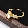 Round Brass Micro Pave Clear Cubic Zirconia Cuff Rings RJEW-C120-28G-3