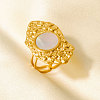304 Stainless Steel with Natural Shell Cuff Open Rings for Women XU1269-3-1