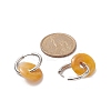 Natural Tiger Eye Pi Disc/Donut Dangle Hoop Earrings EJEW-JE05132-02-3