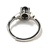 Oval Natural Dyed & Heated Black Agatee Adjustable Rings RJEW-Q818-01P-06A-4