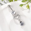 Alloy Crystal Rhinestone Dangle Curved Barbell Belly Rings AJEW-R007-04P-01-2