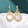 Heart with Flat Round Brass Micro Pave Clear Cubic Zirconia Hoop Earrings KK-D363-11B-G-5