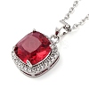 Square Brass Pave Cubic Zirconia Pendant Necklaces for Women NJEW-G156-02P-09-1