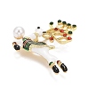 Alloy Reindeer Brooch with Plastic Pearl for Christmas LS-JEWB-A004-03G-2