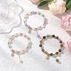 3Pcs Natural Aquamarine & Rose Quartz & Amethyst & Indian Agate & White Jade Imitation Morganite Round Beaded Bracelets BJEW-JB11933-1