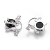 Natural Dyed & Heated Black Agate Kitten Pendants G-J386-C05-2