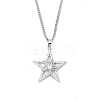 Brass Micro Pave Clear Cubic Zirconia Pendant Necklaces NJEW-M211-02A-P-1