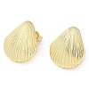 Rack Plating Shell shape Brass Stud Earrings for Women EJEW-Z059-01G-1