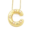 Brass & Plastic Pearl Letter Pendant Box Chain Necklaces for Women LS-NJEW-U017-01G-03-1