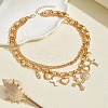 Alloy Crystal Rhinestone and Enamel Cross Heart Multi-Charm Double Layer Necklaces for Women WGEBEB6-01-4