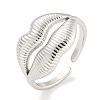 Non-Tarnish 304 Stainless Steel Lip Open Cuff Ring for Women X-RJEW-A043-20P-1