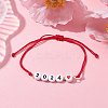 Heart with Word 2024 Acrylic Braided Bead Bracelet BJEW-JB09780-01-2