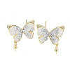 Brass with Enamel with Cubic Zirconia with Crystal Stud Earring with 925 Sterling Silver Pins KK-Q820-06G-1