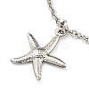 Non-Tarnish Summer Beach 304 Stainless Steel Cable Chain Starfish Charm Bracelets BJEW-P334-02P-2