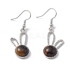 Natural Tiger Eye Rabbit Dangle Earrings EJEW-A092-05P-15-1