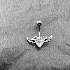 Heart with Wings Brass Crystal Rhinestone Curved Barbell Belly Rings FS-WG4497F-01-2