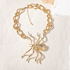 Alloy Crystal Rhinestone Halloween Spider Pendant Figaro Chain Necklaces LS-JEWB-P337-01G-2