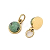 Ion Plating(IP) Natural African Turquoise(Jasper) Half Round Charms with Jump Ring STAS-A097-05G-16-2