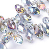 Electroplate Glass Faceted Teardrop Beads Strands X-EGLA-D014-28-2