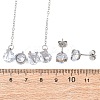 304 Stainless Steel Cubic Zirconia Pendant Necklaces & Stud Earrings for Women SJEW-B022-01P-5