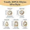 30Pcs 5 Styles Crystal Glass Rhinestone Pendants RB-TA0001-09-4