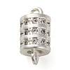 Brass Micro Pave Clear Cubic Zirconia Hollow Column Connector Charms KK-A230-05D-S-1