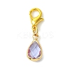 12Pcs 6 Colors Teardrop Brass Glass Pendant Decorations HJEW-JM02738-3