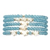 5Pcs 5 Style Natural Dyed White Jade & Pearl & Shell Star Beaded Stretch Bracelets Set BJEW-JB09495-05-3