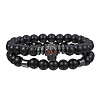 Volcano Stone Black Matte Black Gallstone Wood Beads Bracelet Set Combination Hip Hop Elastic Bracelet Bracelet Bracelet WQ1083-12-1